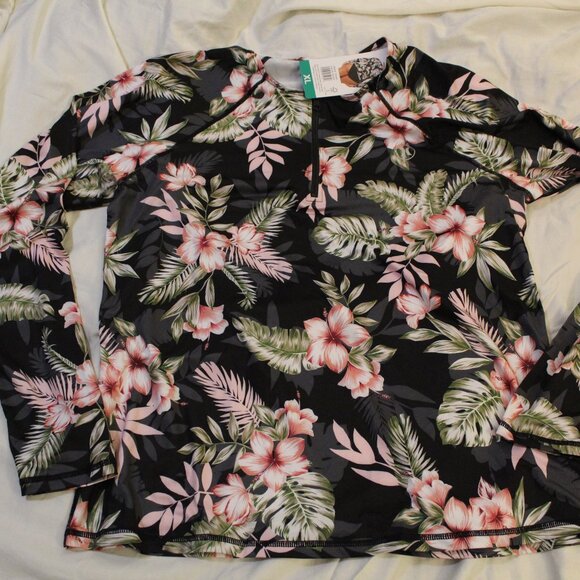 Hurley Other - NWT Hurley Women's Floral Long Sleeve UPF 50+ Rash Guard Swim Shirt, Size XL